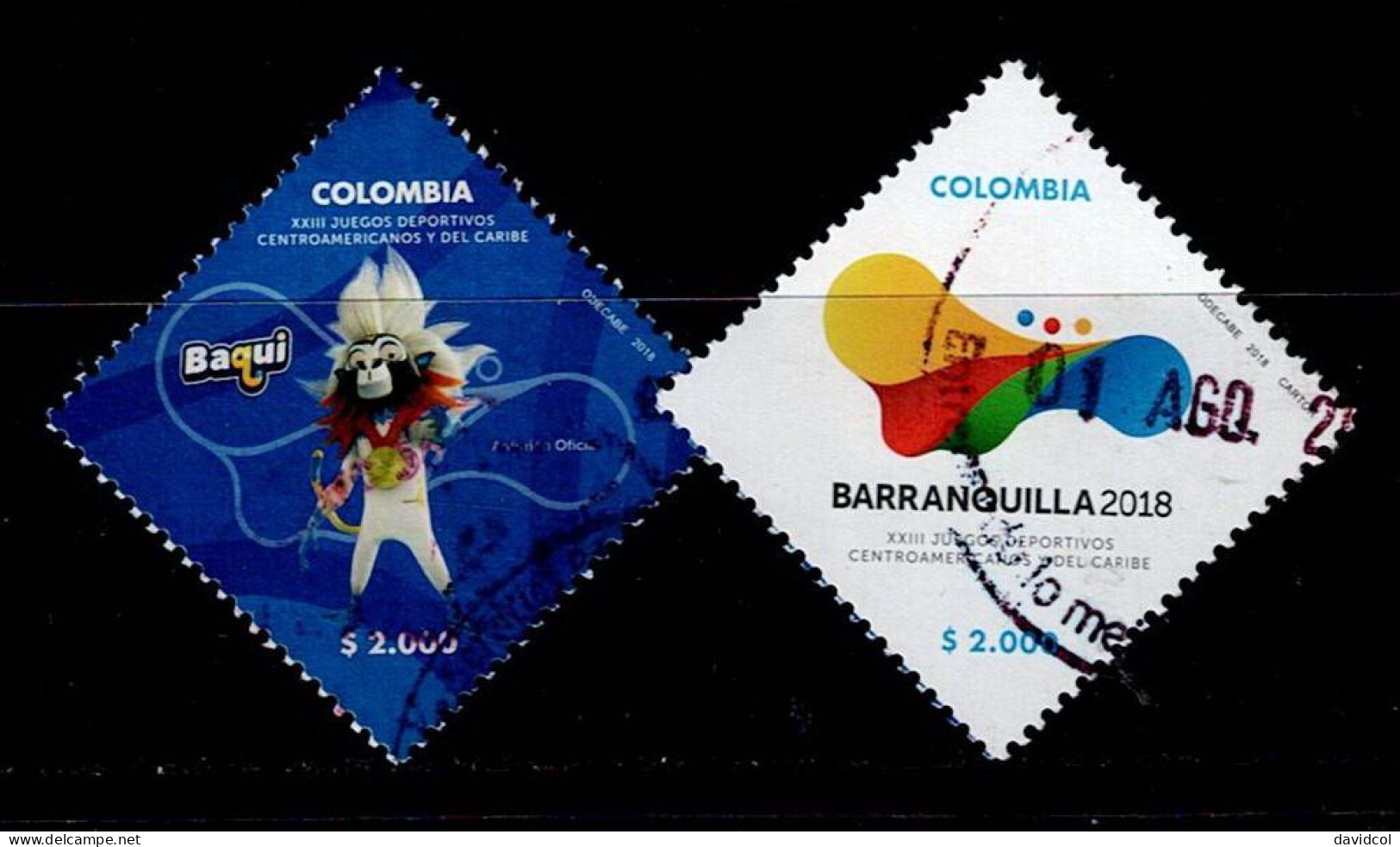 0066C-KOLUMBIEN - 2018 - USED COMPLETE SET - XXIII CENTROAMERICAN AND CARIBBEAN GAMES. - Kolumbien