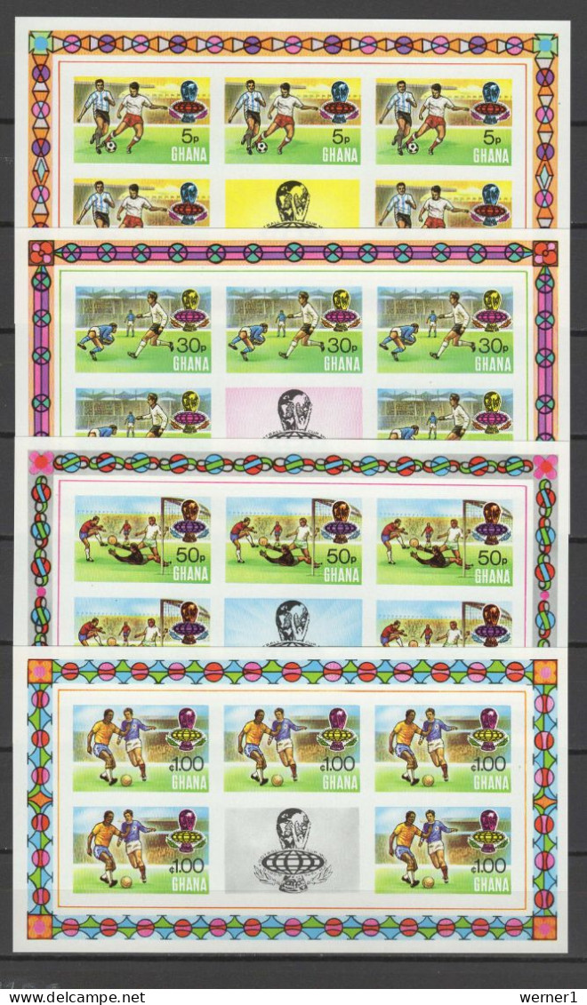 Ghana 1974 Football Soccer World Cup Set Of 4 Sheetlets Imperf. MNH -scarce- - 1974 – West Germany