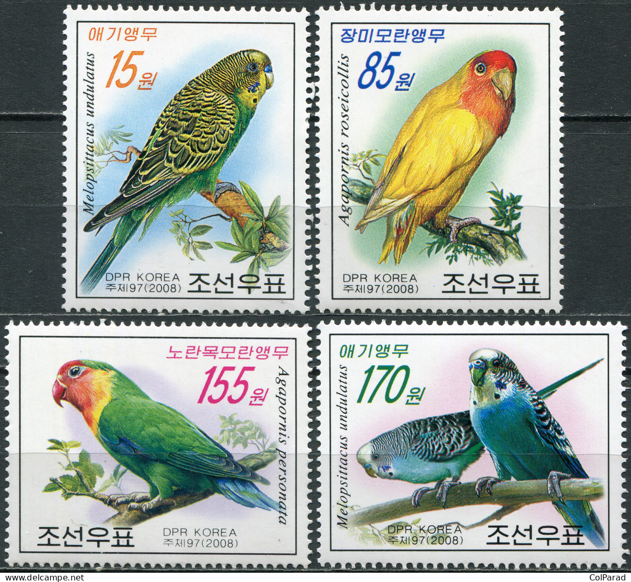 NORTH KOREA - 2008 - SET OF 4 STAMPS MNH ** - Parrots - Korea, North