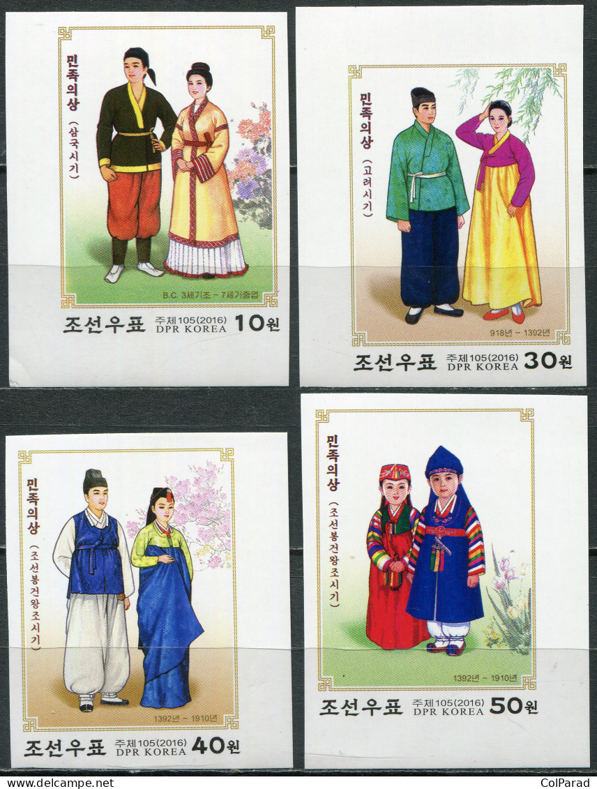 NORTH KOREA - 2016 - SET OF 4 STAMPS MNH ** IMPERFORATED - National Costumes - Korea (Nord-)