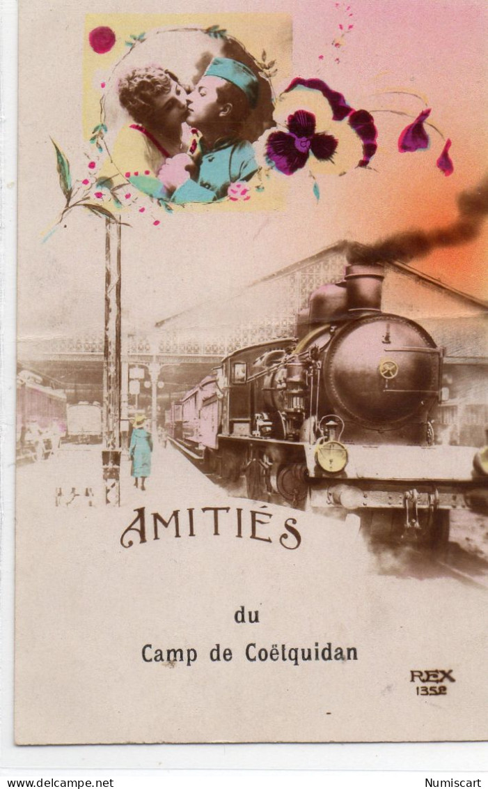 Camp De Coëtquidan Belle Fantaisie "Amitiés" Train Locomotive à Vapeur - Guer Coetquidan
