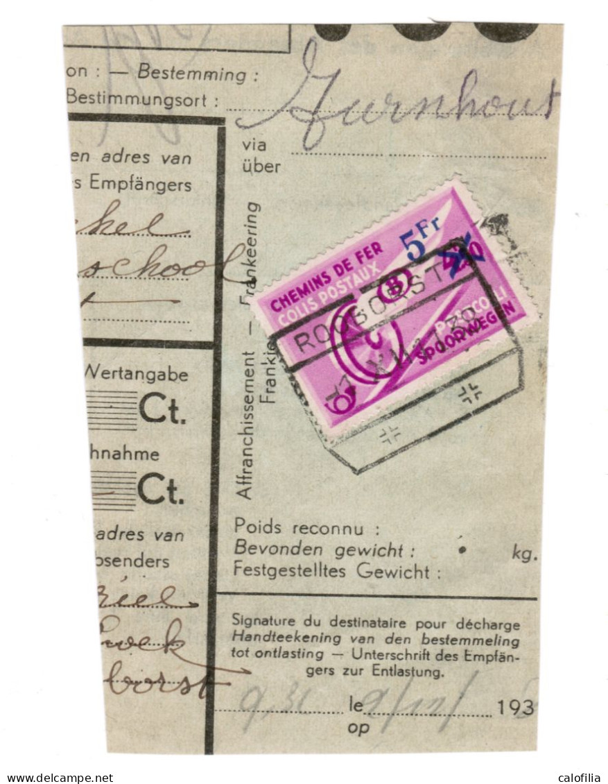 Fragment Bulletin D'expedition, Obliterations Centrale Nettes ROOBORST, RARE - Afgestempeld