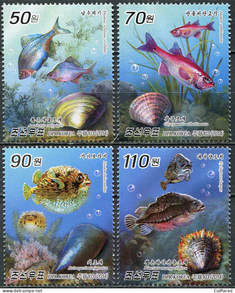 NORTH KOREA - 2014 - SET OF 4 STAMPS MNH ** - Fish And Mussels - Korea, North