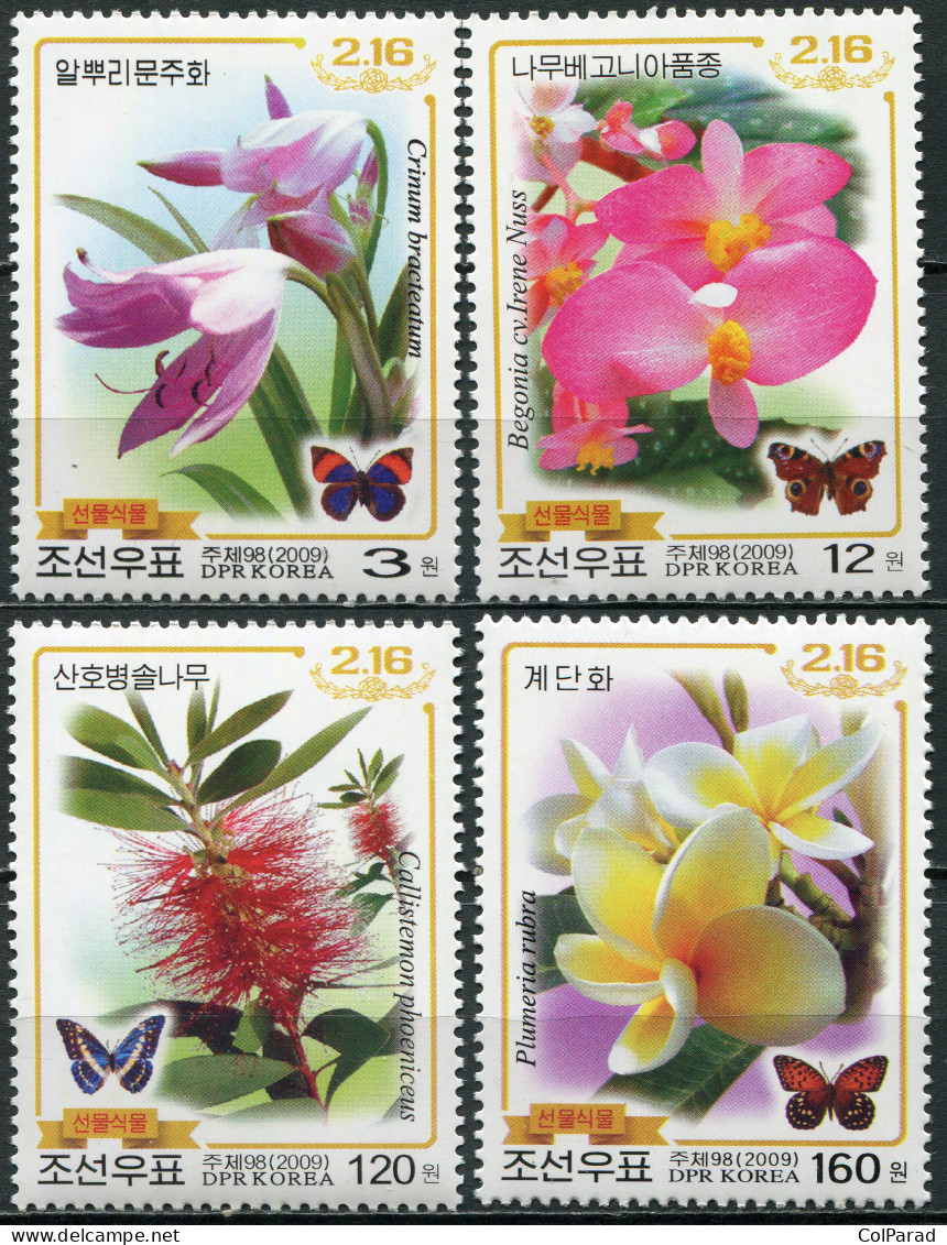 NORTH KOREA - 2009 - SET OF 4 STAMPS MNH ** - Flowers And Butterflies - Corée Du Nord