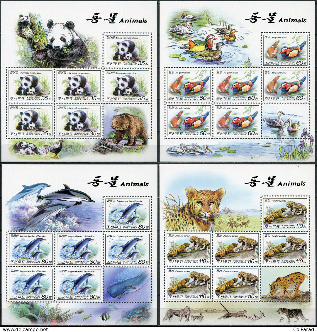 NORTH KOREA - 2010 - SET OF 4 M/SHEETS MNH ** - Animals - Korea (Nord-)