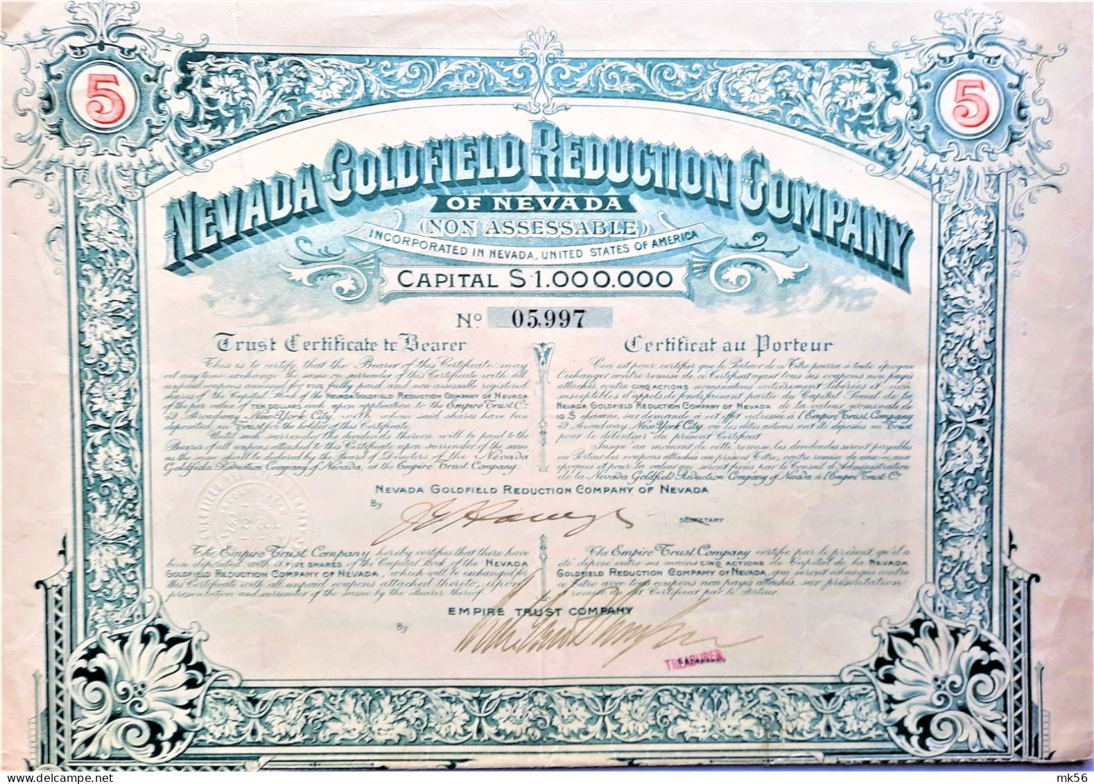Nevada Goldfield Reduction Company (1910) - Miniere