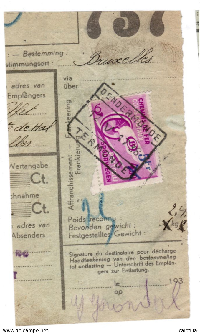 Fragment Bulletin D'expedition, Obliterations Centrale Nettes DENDERMONDE TERMONDE - Used