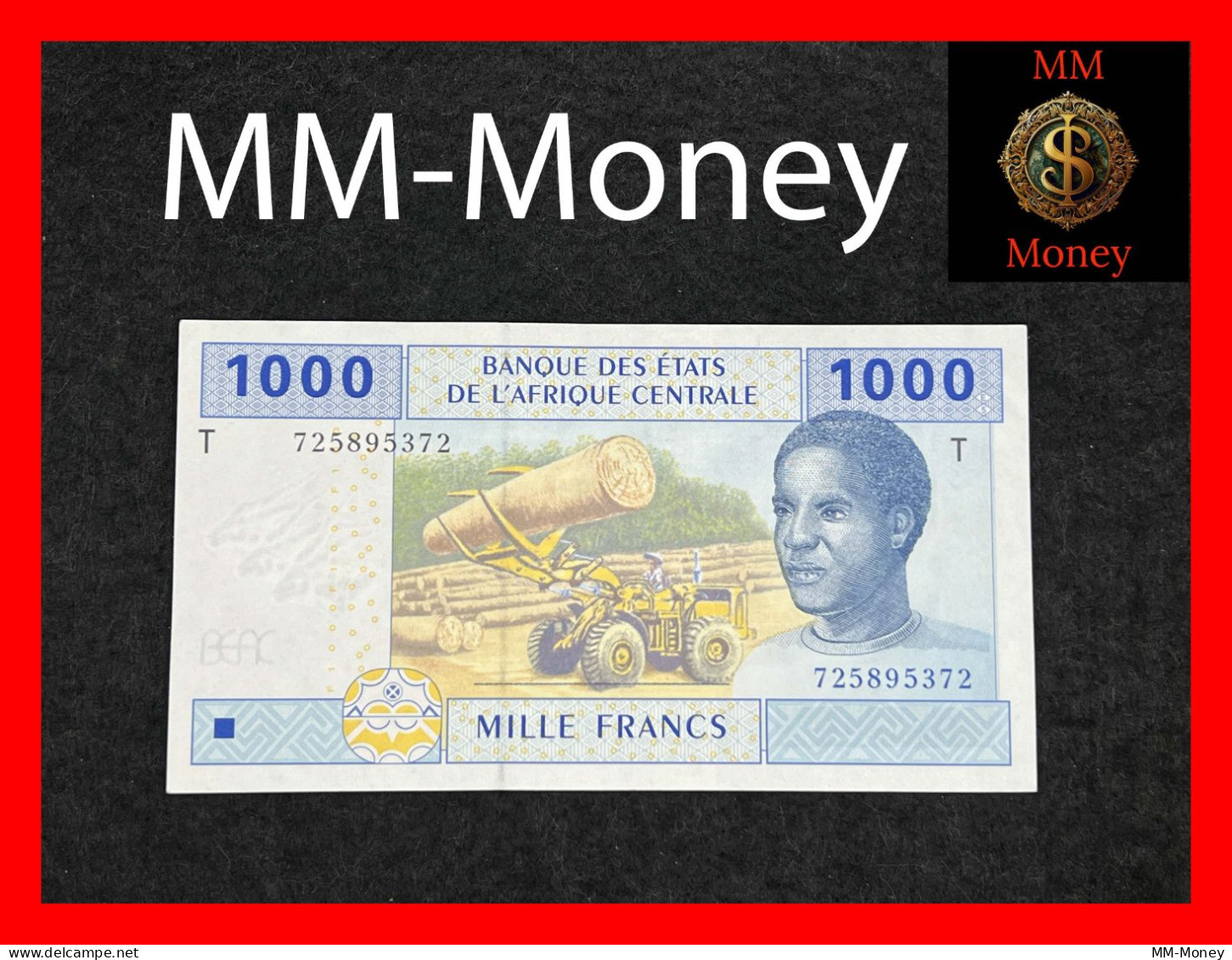 Central African States  "T"  Cong 1.000 1000 Francs 2002  P. 107 T   XF + - Centraal-Afrikaanse Staten