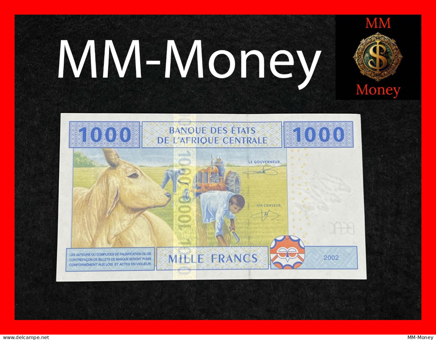 Central African States  "T"  Cong 1.000 1000 Francs 2002  P. 107 T   XF + - États D'Afrique Centrale