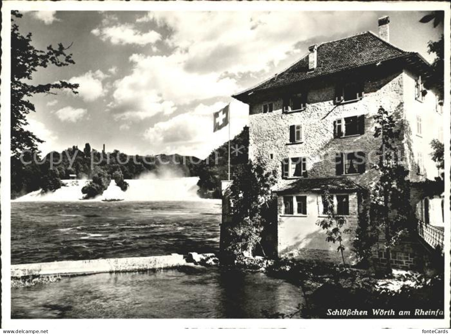 11629450 Neuhausen SH Schloesschen Woerth Am Rheinfall Schweizer Flagge Neuhause - Sonstige & Ohne Zuordnung