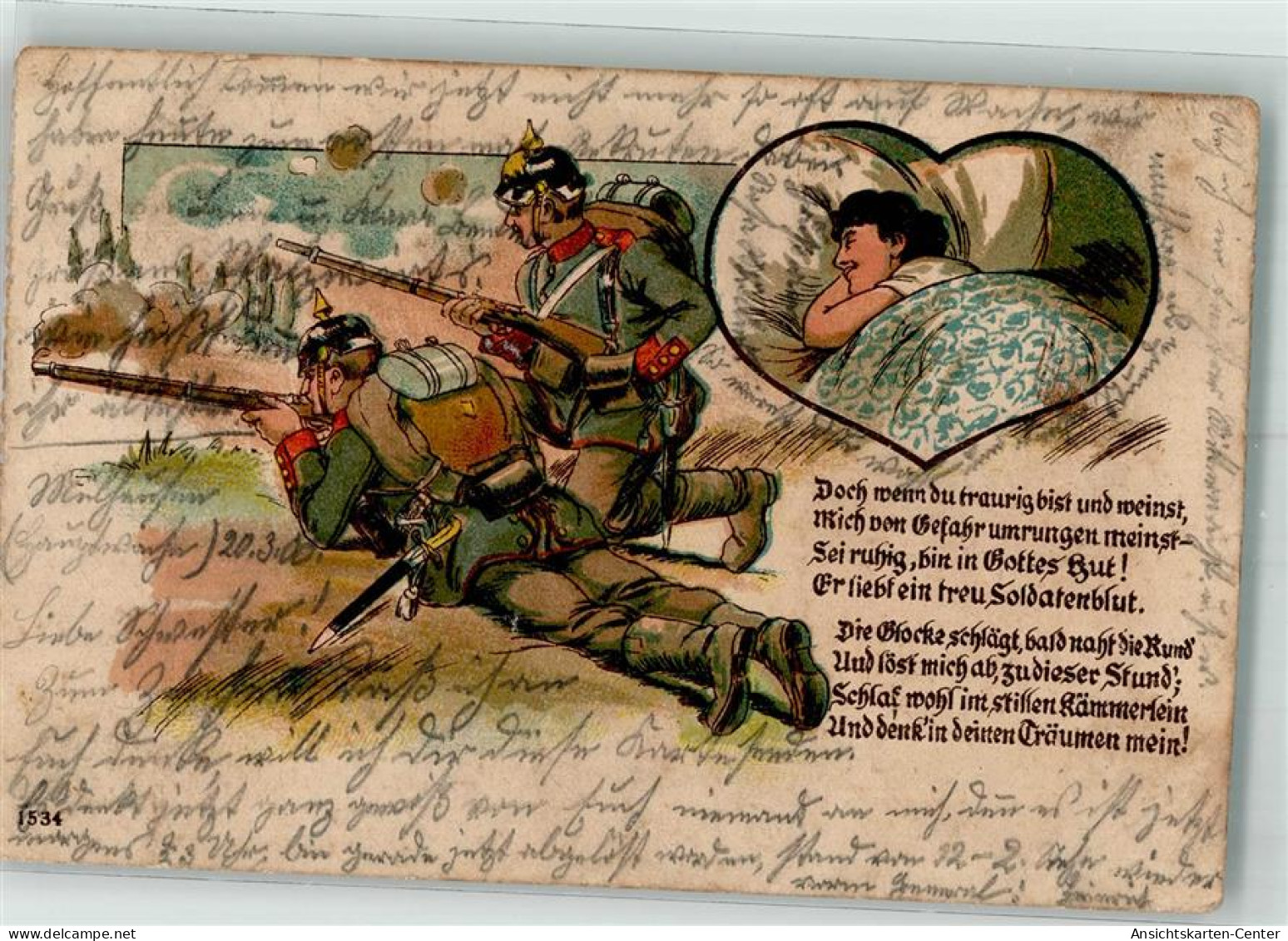 39802408 - Soldaten Spruch Lithographie - Sonstige & Ohne Zuordnung