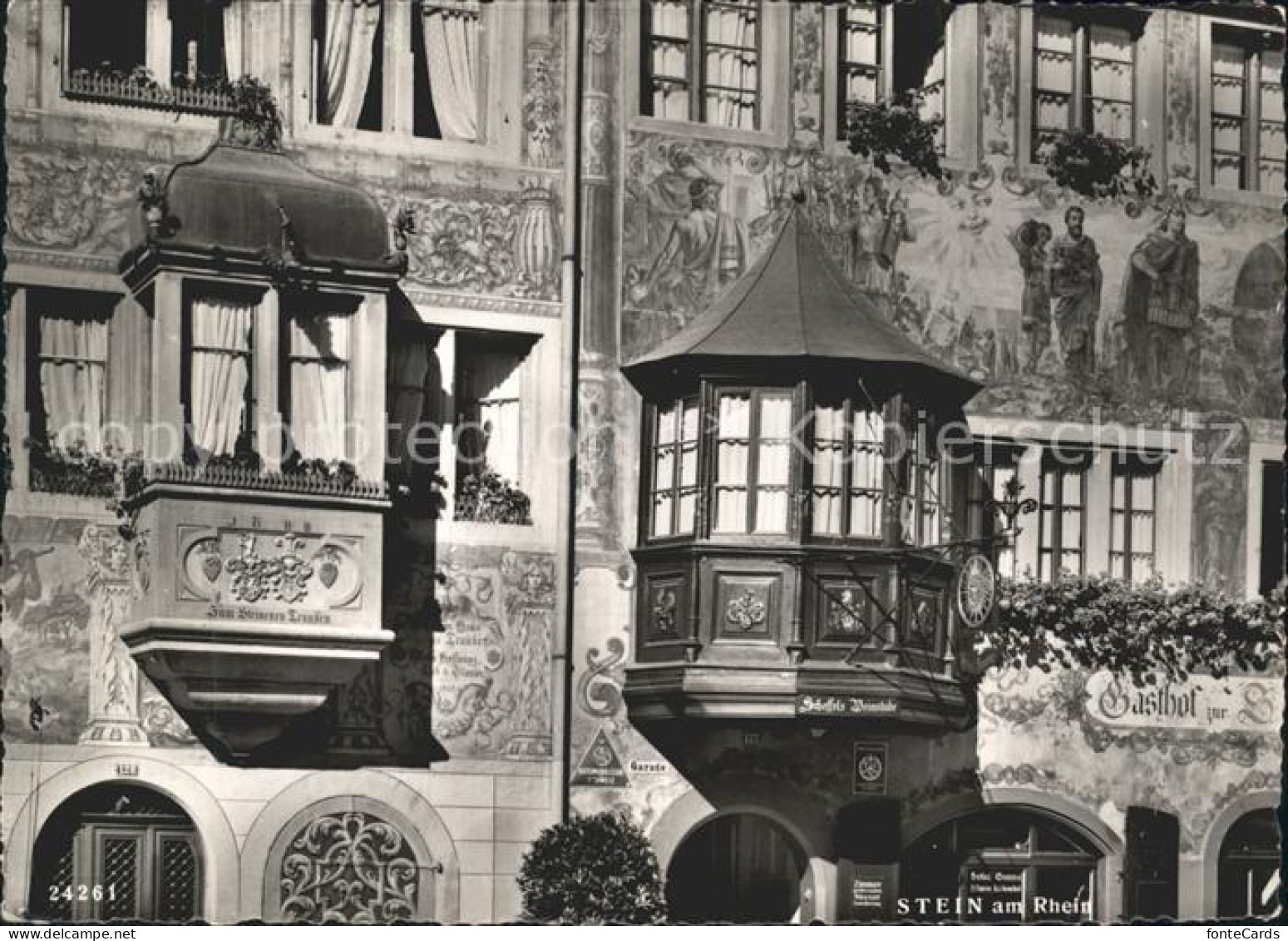 11629403 Stein Rhein Gasthof Zur Sonne Erker Historisches Gebaeude Fassadenmaler - Sonstige & Ohne Zuordnung