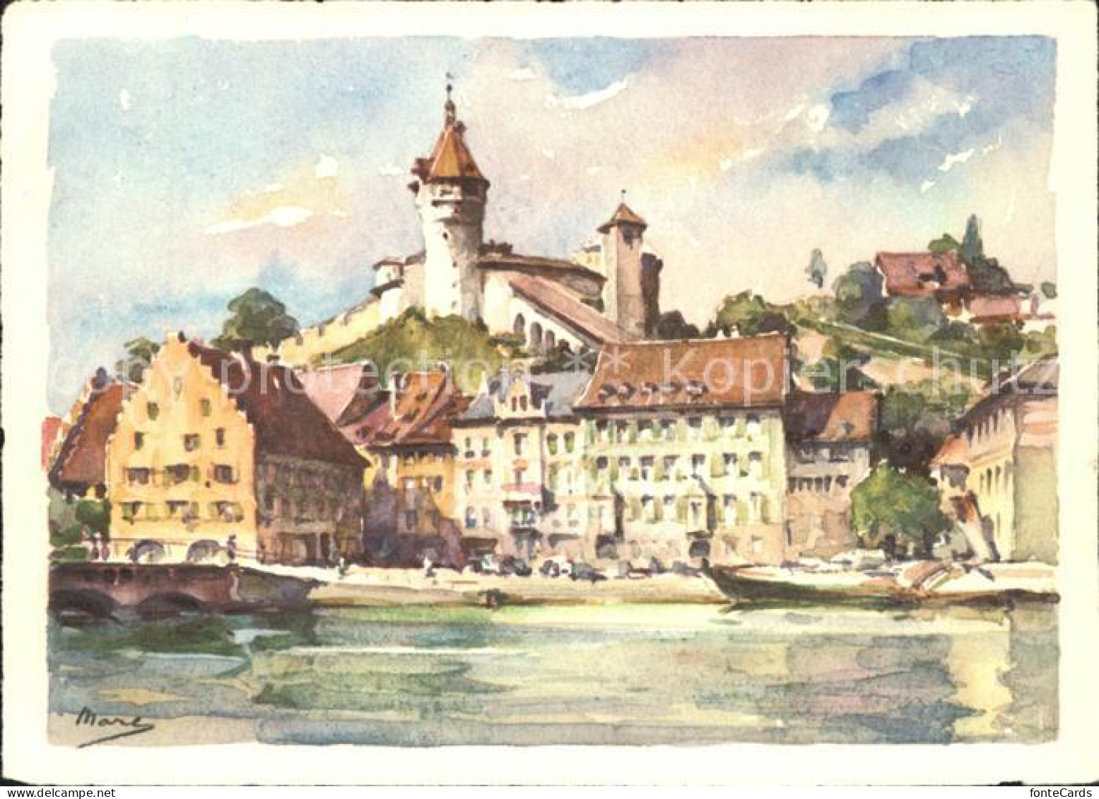 11629384 Schaffhausen SH Schloss Munot Rheinpartie Kuenstlerkarte Schaffhausen - Other & Unclassified
