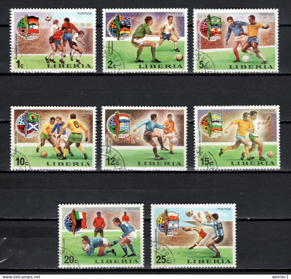 Liberia 1974 Football Soccer World Cup Set Of 8 CTO - 1974 – Alemania Occidental