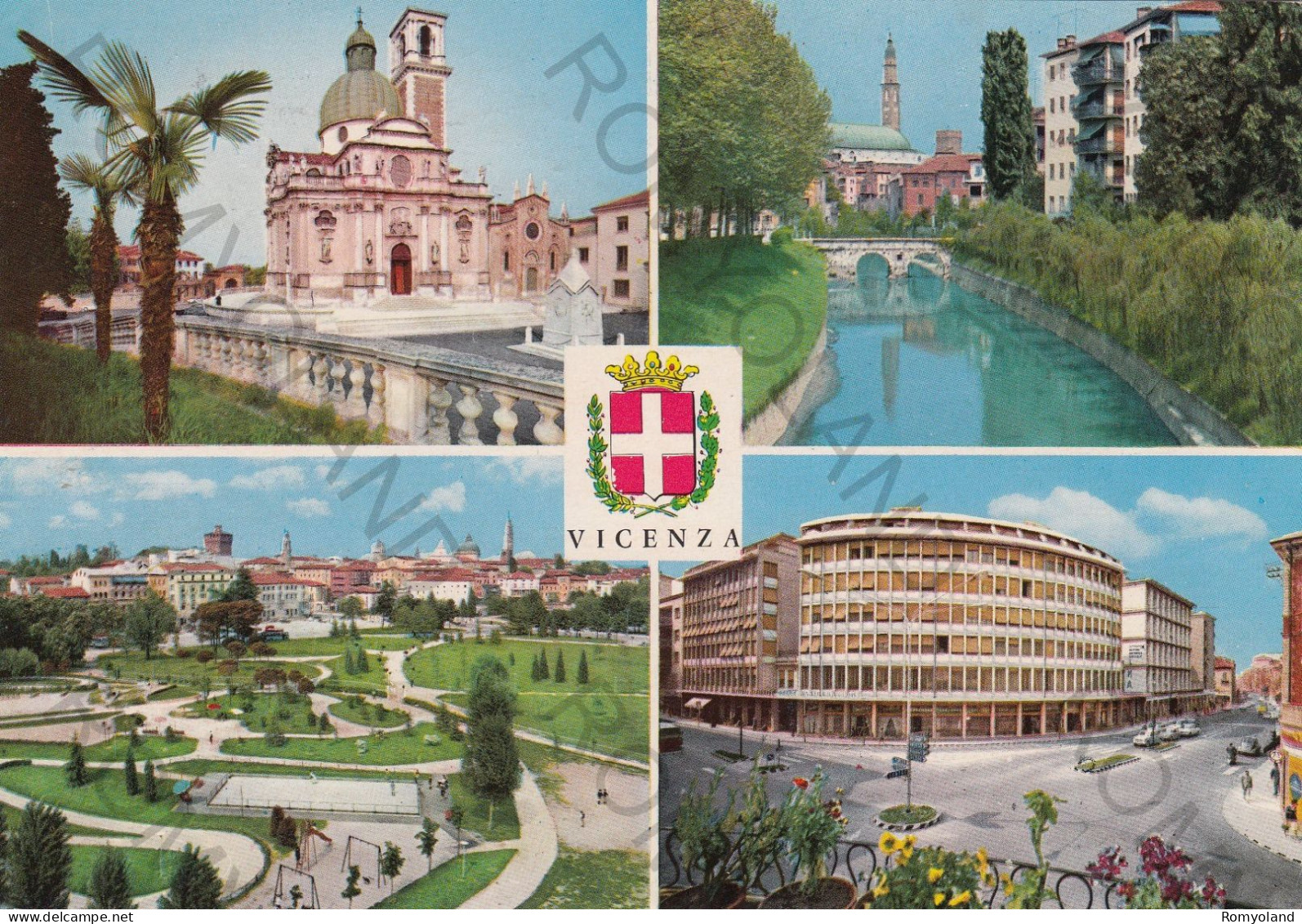 CARTOLINA  C12 VINCENZA,VENETO-SANTUARIO DI M.BERICO-PONTE FURO CON BASILICA-CAMPO MARZIO-PANORAMA-VIAGGIATA 1981 - Vicenza