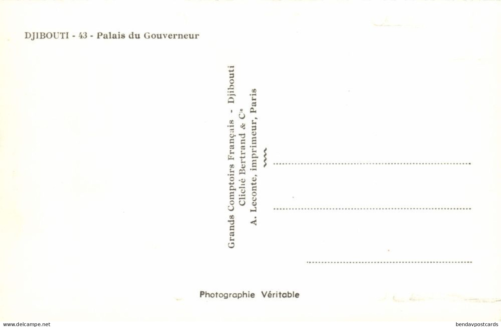Djibouti, DJIBOUTI, Palais Du Gouverneur, Palace (1950s) RPPC Postcard - Dschibuti