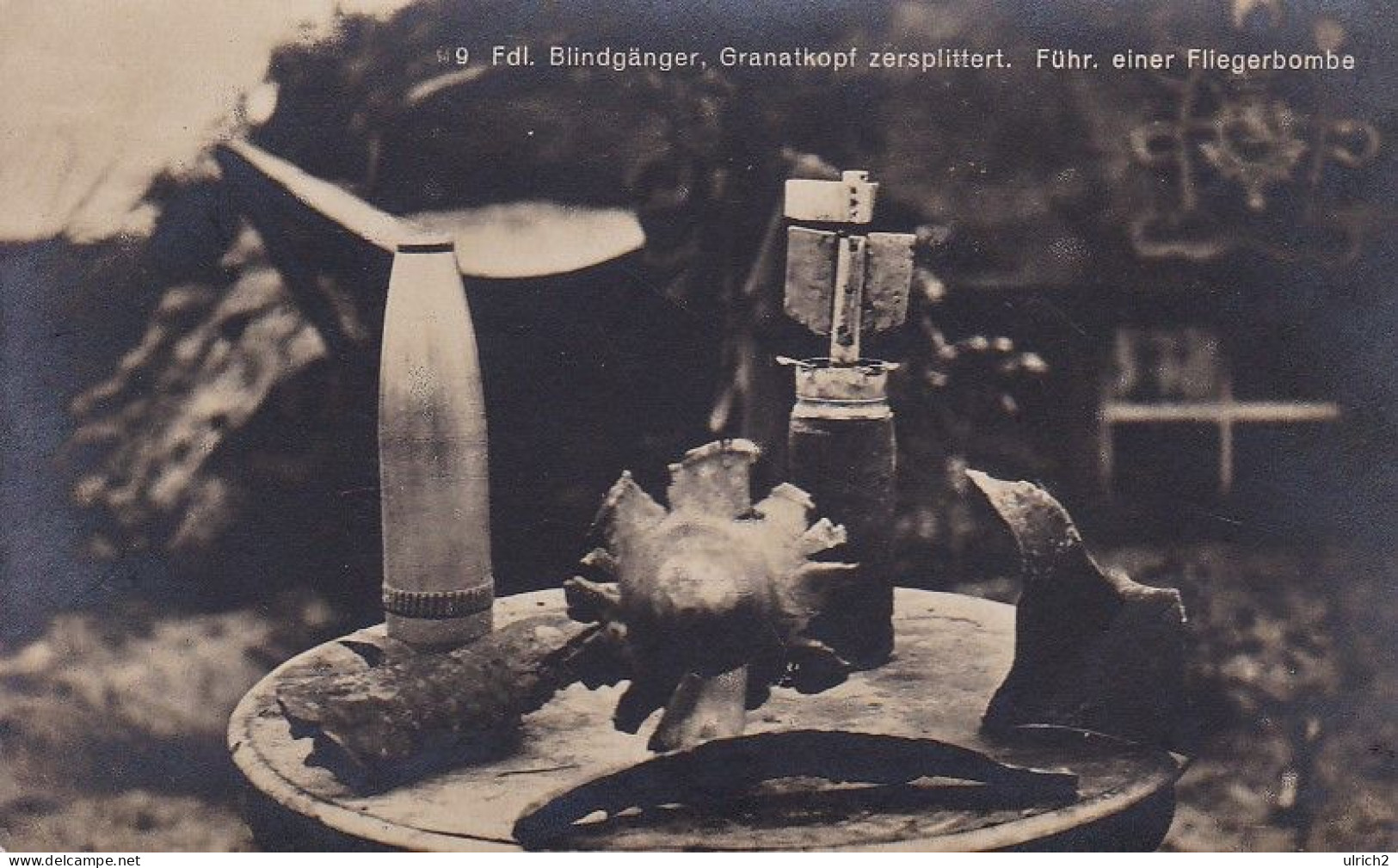 AK Feindl. Blindgänger - Granatkopf Zersplittert - Führ. Einer Fliegerbombe - 1918  (69285) - War 1914-18