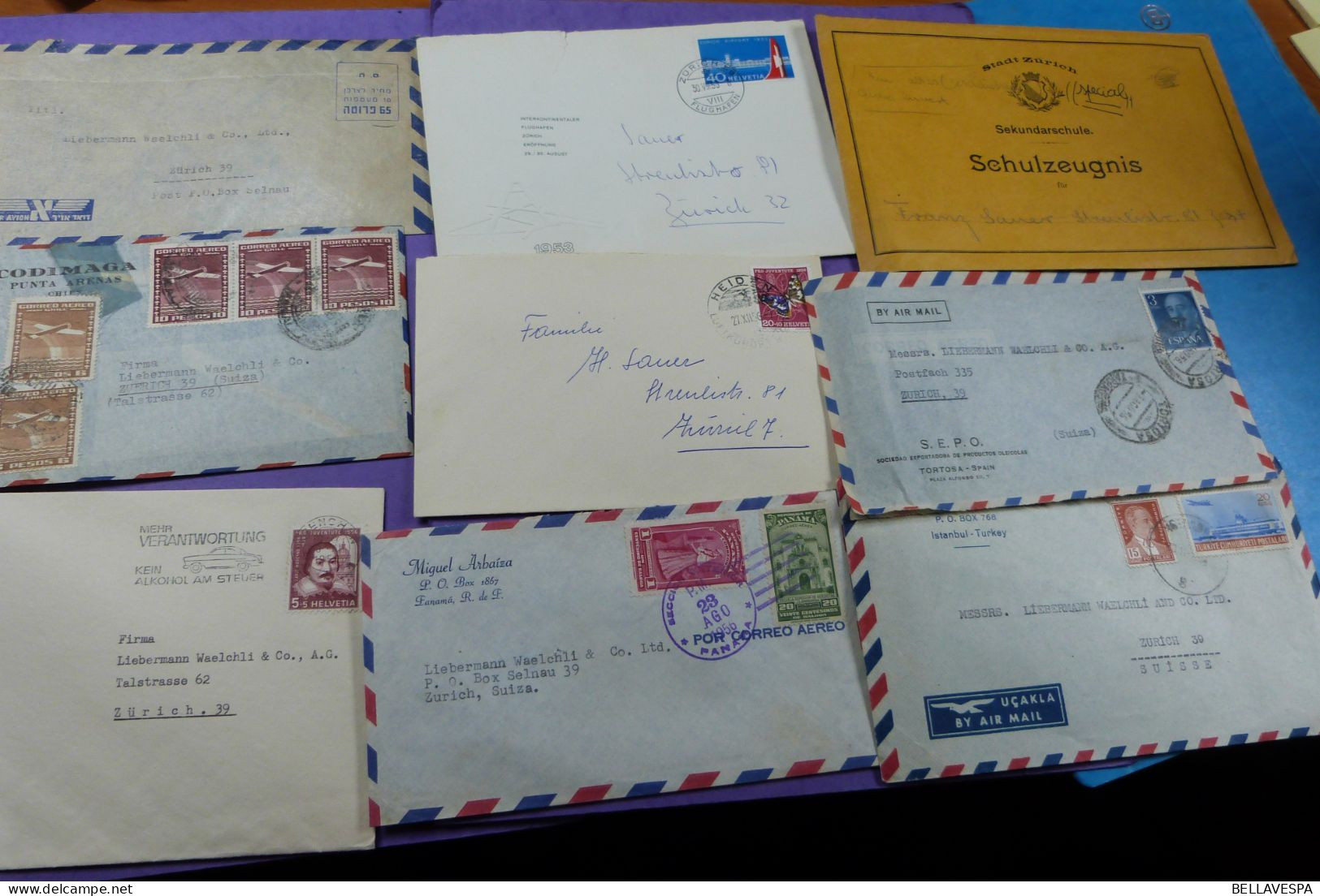Ruim More than x 400 world wide post  letters beacoup de fa Liebermann Waelchi Zurrich and Belgium Standard Ahz Leuven