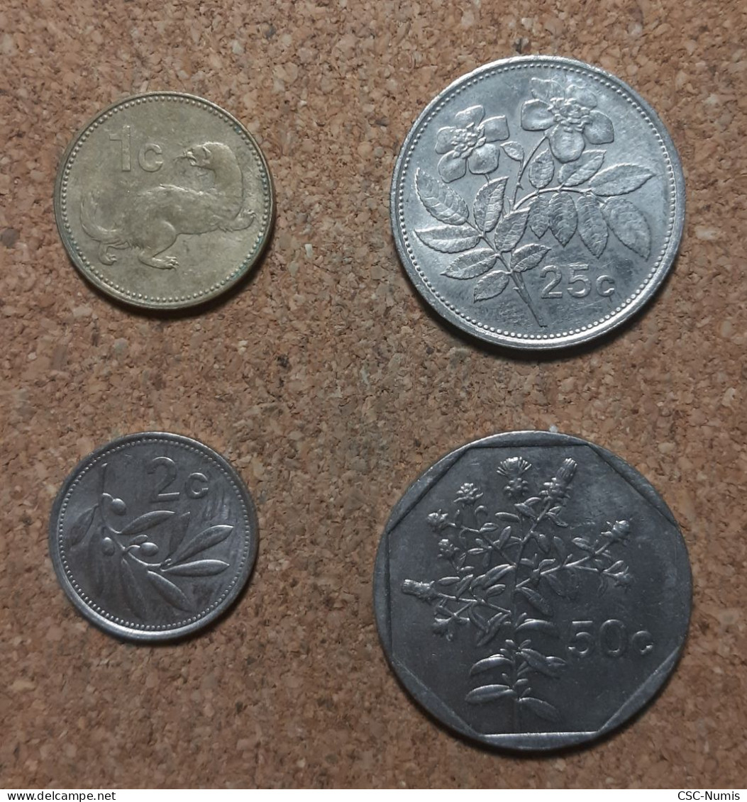 (LP-384) - 1 / 2 / 25 / 50 Cents 1991 - 4 Monnaies - Malta