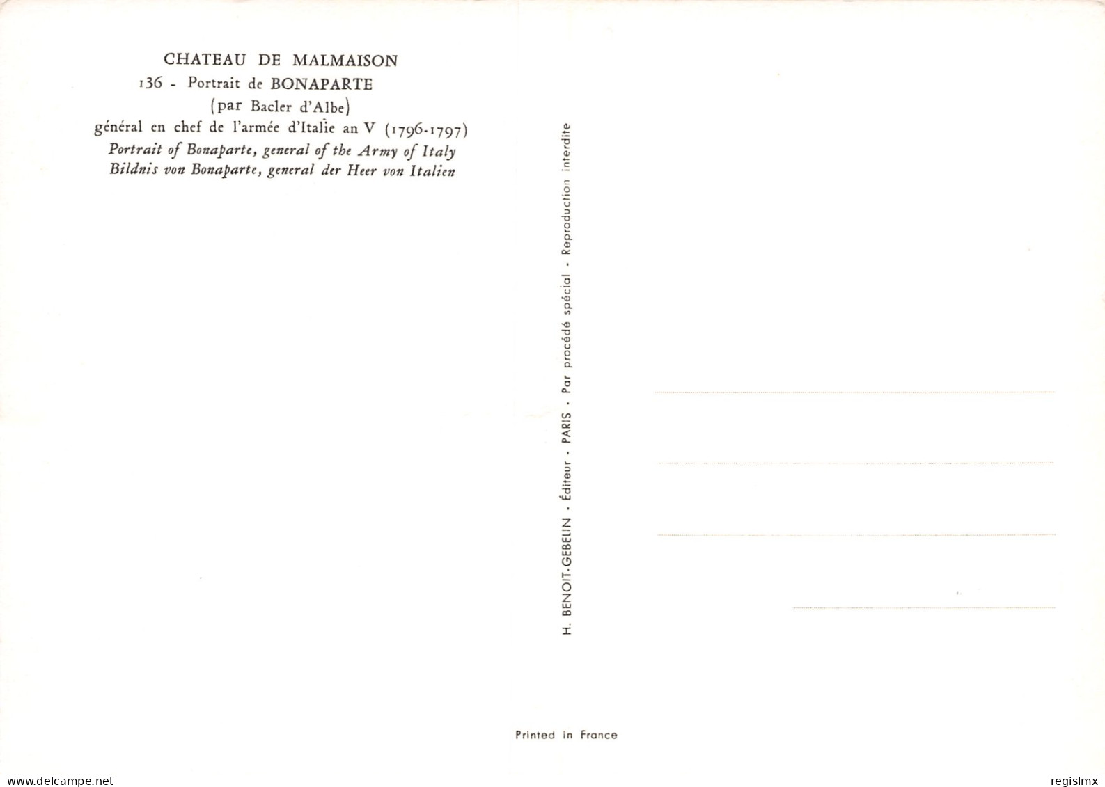 92-MALMAISON LE CHATEAU PORTRAIT DE BONAPARTE-N°T2544-A/0085 - Autres & Non Classés
