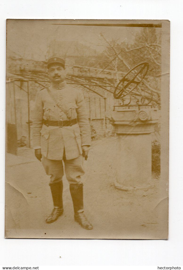 Snapshot 14-18 Era Sepia Militaire Soldat à Situer Identifier - Krieg, Militär