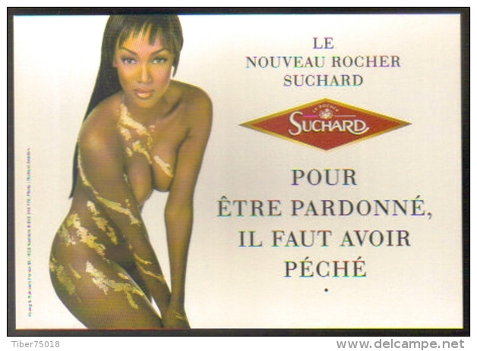 Carte Postale édition "Carte à Pub" - Le Nouveau Rocher Suchard (chocolat - Femme Nue) - Publicité
