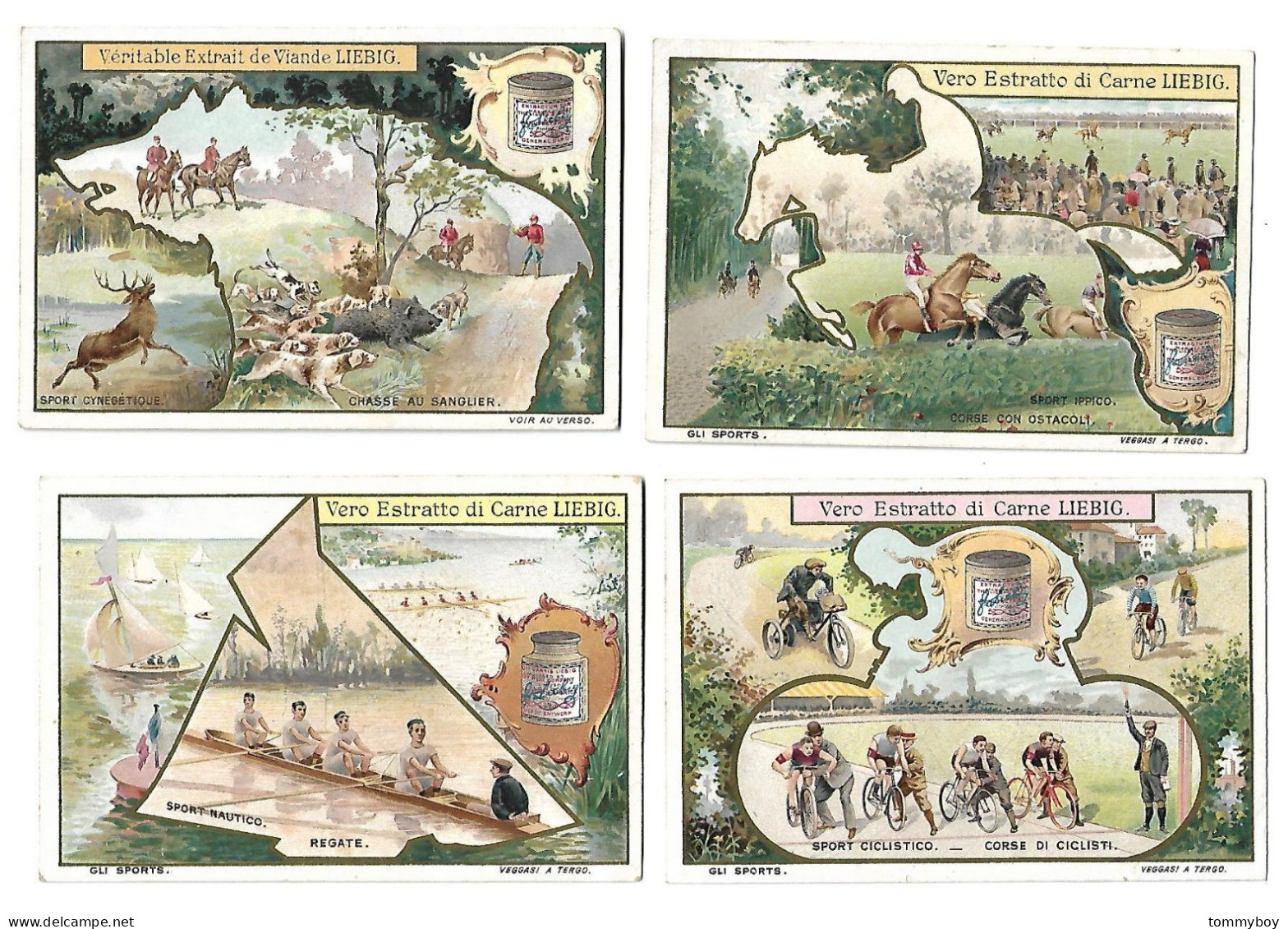 S 749, Liebig 6 Cards, Sport Course Chasse Silhouette (ref B19) - Liebig