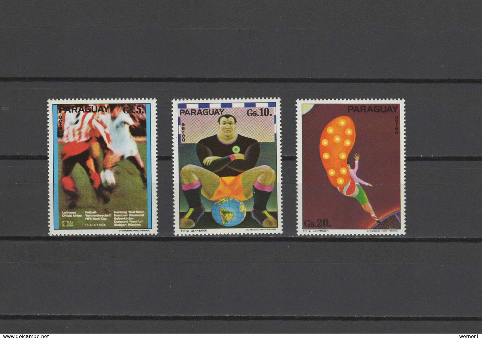 Paraguay 1974 Football Soccer World Cup Set Of 3 MNH - 1974 – Allemagne Fédérale
