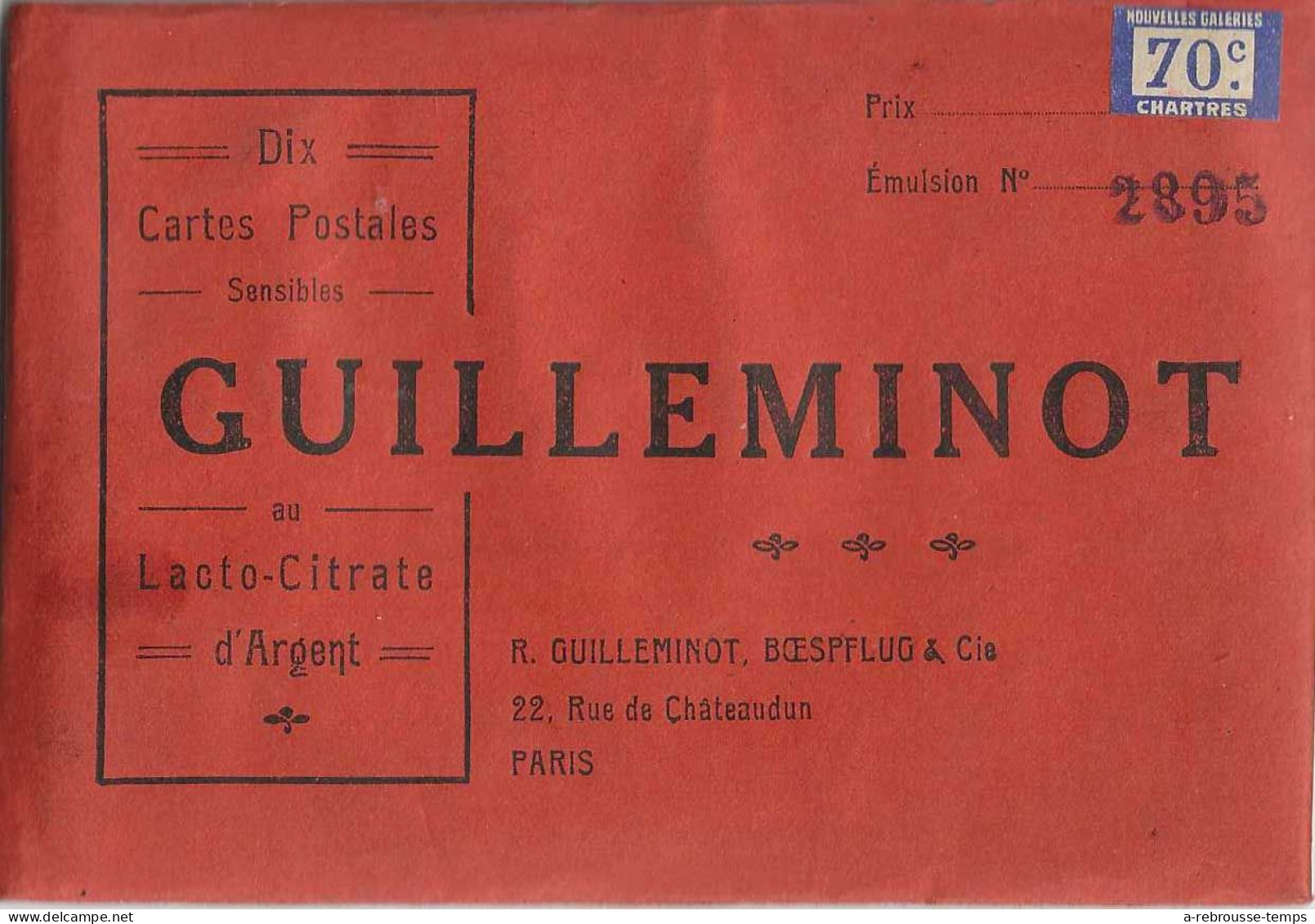 PAS OUVERT- 10 Feuilles Pour Cartes Postales Au Lacto Citrate D'argent Guilleminot-vendu Par Nouvelles Galeries-Chartres - Materiale & Accessori