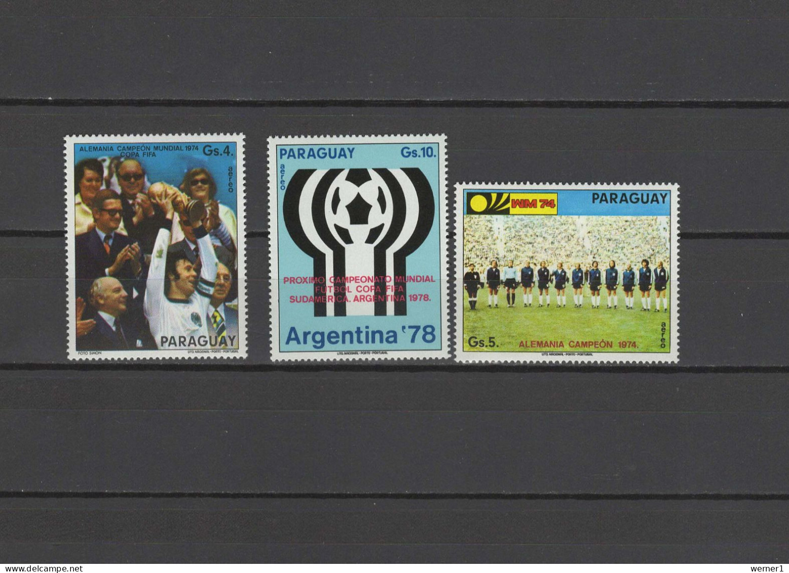 Paraguay 1974 Football Soccer World Cup Set Of 3 MNH - 1974 – Germania Ovest