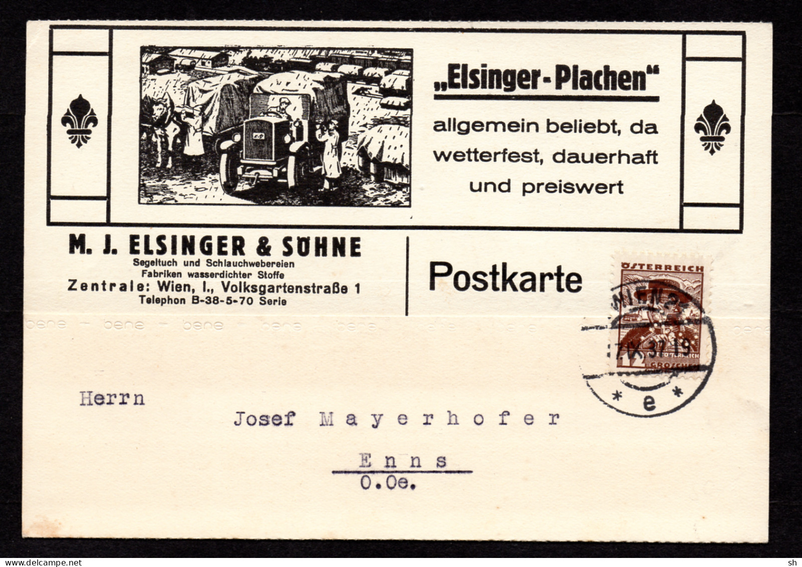 Perfins - Lochung - Perforé - Autriche - Austria - Osterreich - E&S - Elginger & Suhne - Wien 1937 - Perforiert/Gezähnt