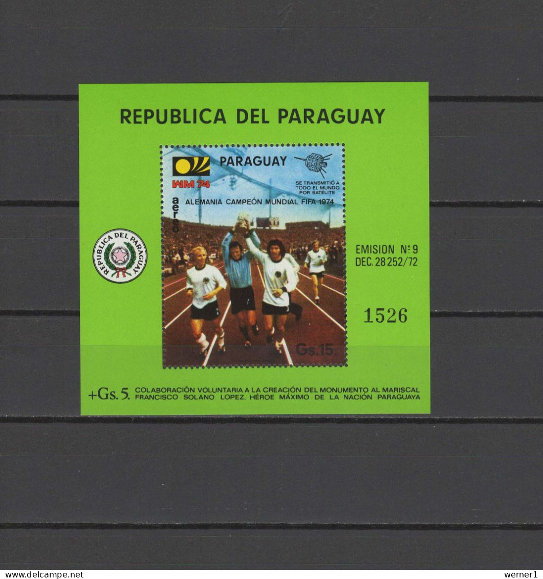 Paraguay 1974 Football Soccer World Cup, Space S/s MNH - 1974 – Alemania Occidental