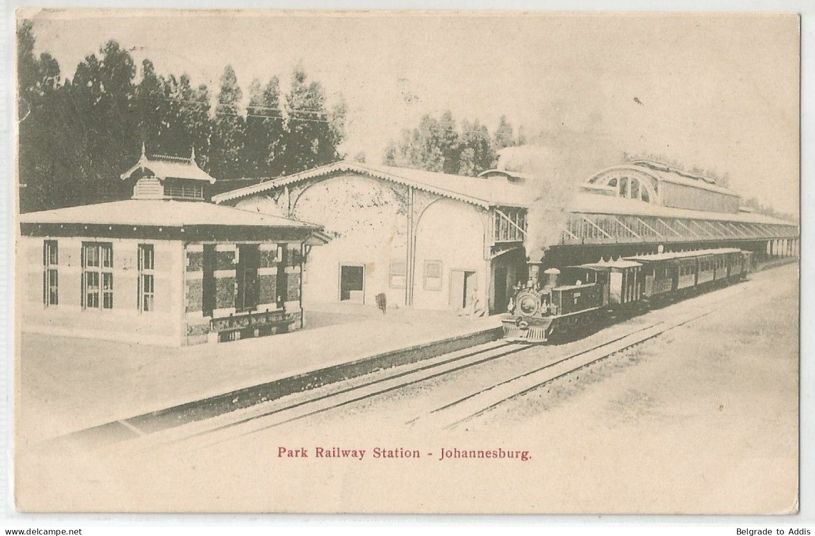 South Africa Transvaal Postcard Park Station Johannesburg Railway To Bohemia Czechia Austria 1905 Train Locomotive - Transvaal (1870-1909)