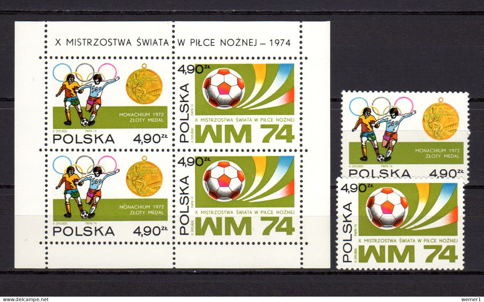 Poland 1974 Football Soccer World Cup Set Of 2 + S/s MNH - 1974 – West-Duitsland
