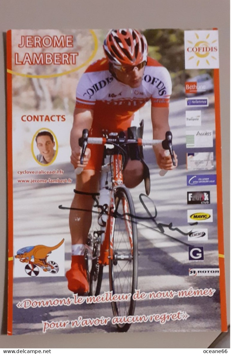 Autographe Jérome Lambert Cofidis Handisport 2010 - Radsport