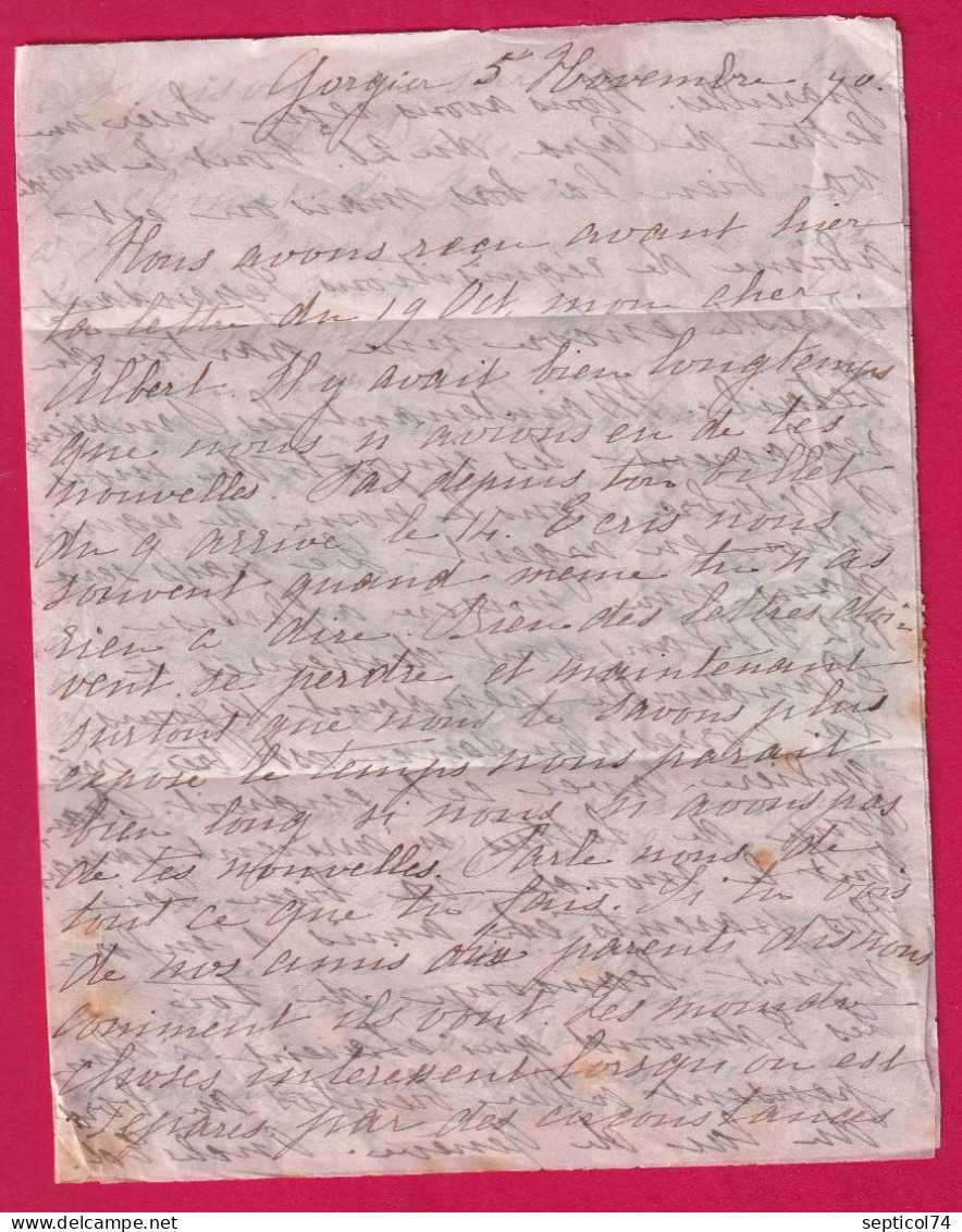 GUERRE 1870 TENTATIVE ENTREE LILLE 25 FEV POUR PARIS TEXTE DE GORGIER SUISSE NEUFCHATEL DU 5 NOV 1870 POUR GARDE MOBILE - Guerra De 1870