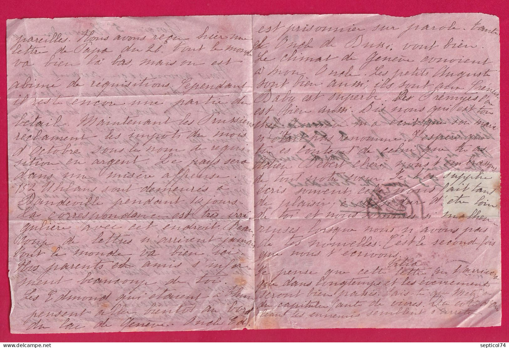 GUERRE 1870 TENTATIVE ENTREE LILLE 25 FEV POUR PARIS TEXTE DE GORGIER SUISSE NEUFCHATEL DU 5 NOV 1870 POUR GARDE MOBILE - War 1870