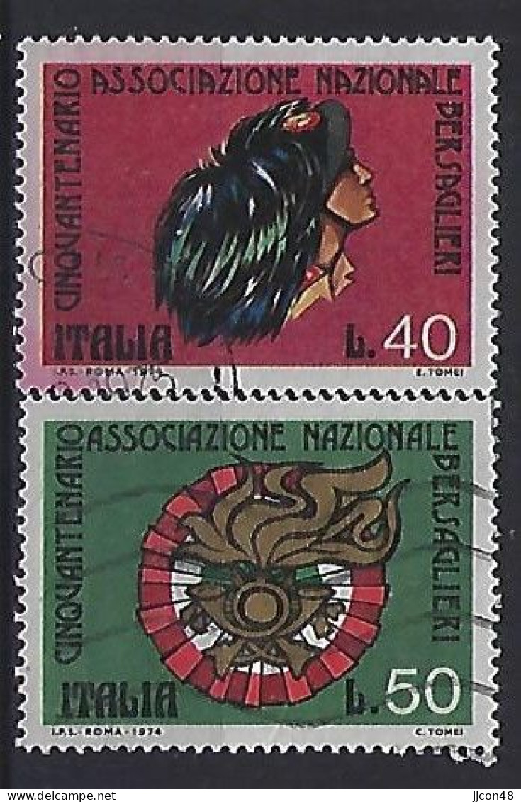 Italy 1974  50 Jahre Bersaglieri-Veteranen  (o) Mi.1451-1452 - 1971-80: Used