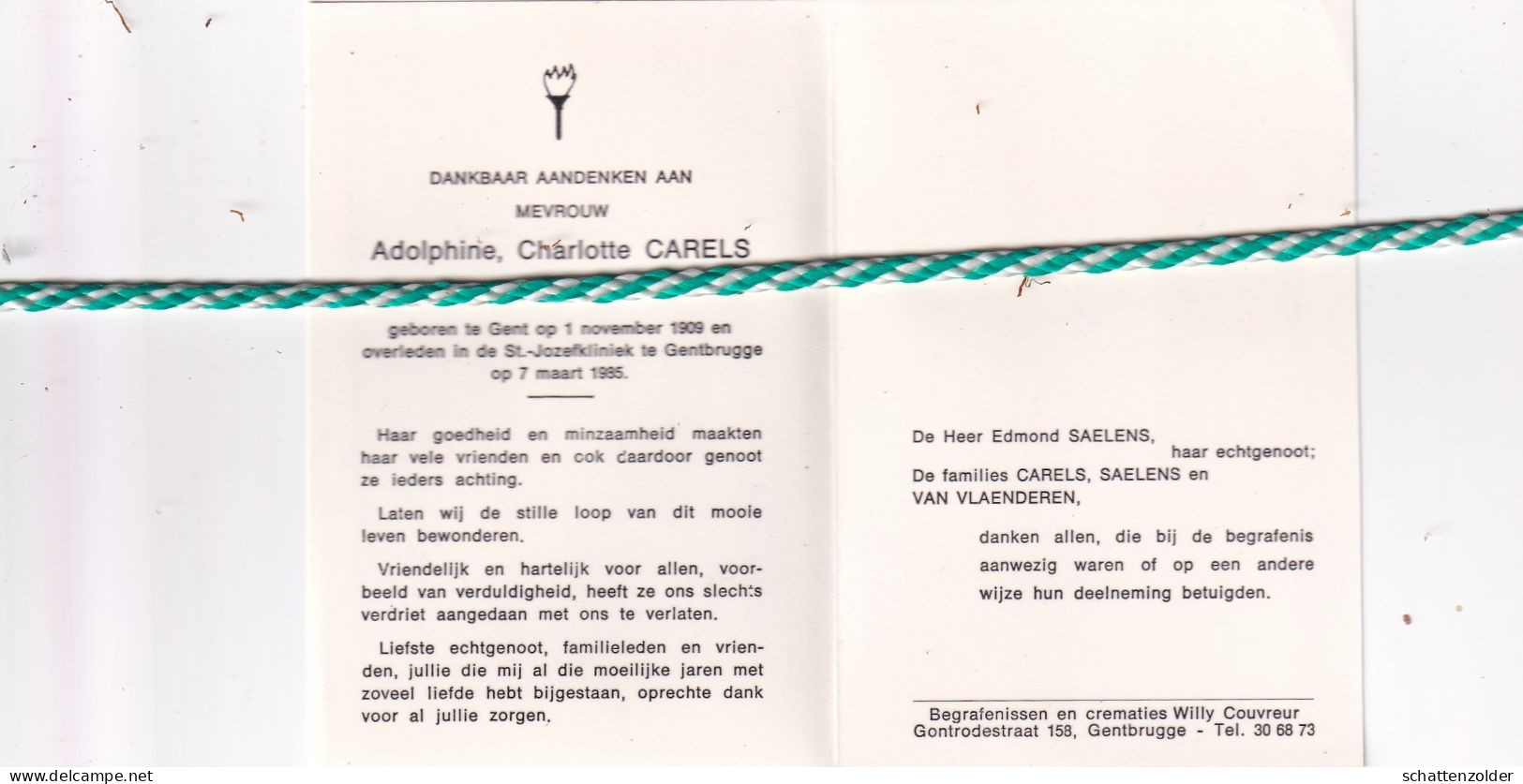Adolphine Charlotte Carels-Saelens, Gent 1909, Gentbrugge 1985. Foto - Obituary Notices