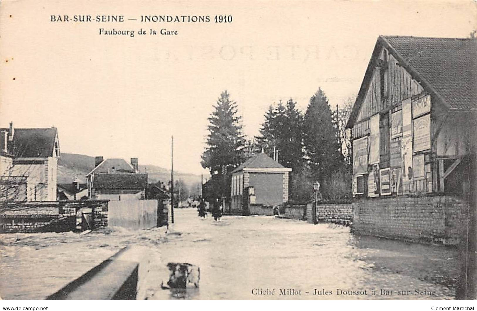 BAR SUR SEINE - Inondations 1910 - Faubourg De La Gare - Très Bon état - Bar-sur-Seine
