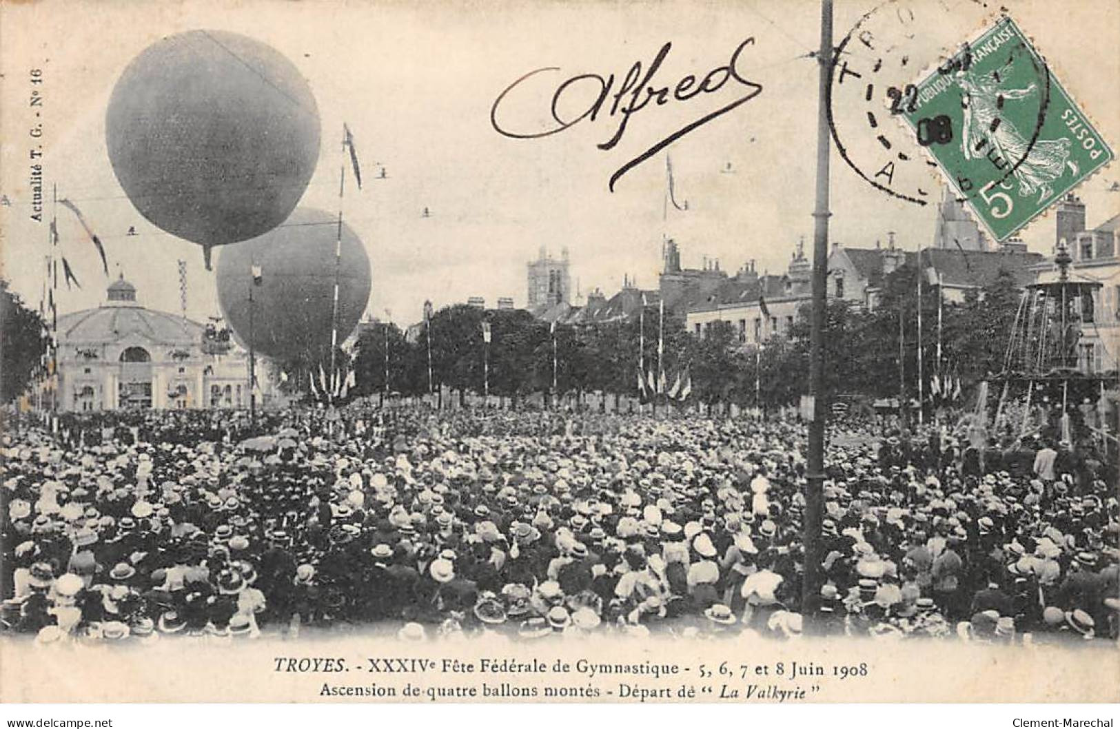 TROYES - Fête Fédérale De Gymnastique 1908 - Ascension Des Quatre Ballons Montés - Très Bon état - Troyes