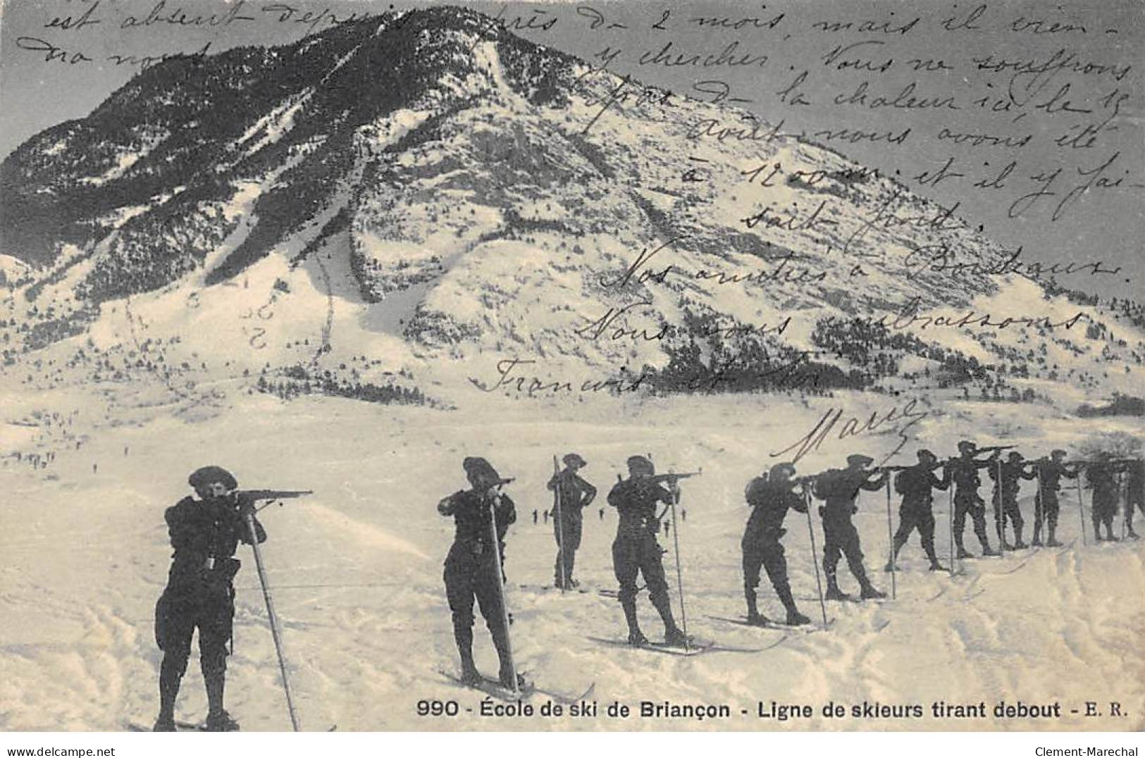 Ecole De Ski De BRIANCON - Ligne De Skieurs Tirant Debout - Très Bon état - Briancon