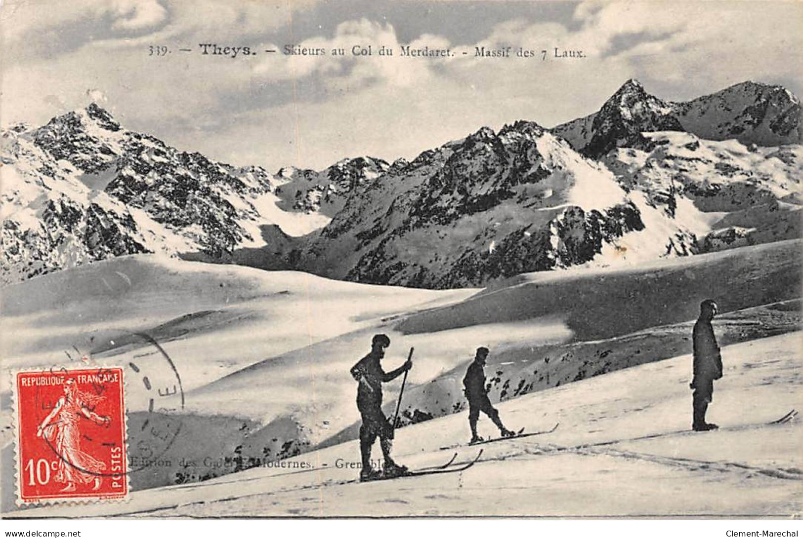 THEYS - Skieurs Au Col Du Merdaret - Massif Des 7 Laux - Très Bon état - Theys