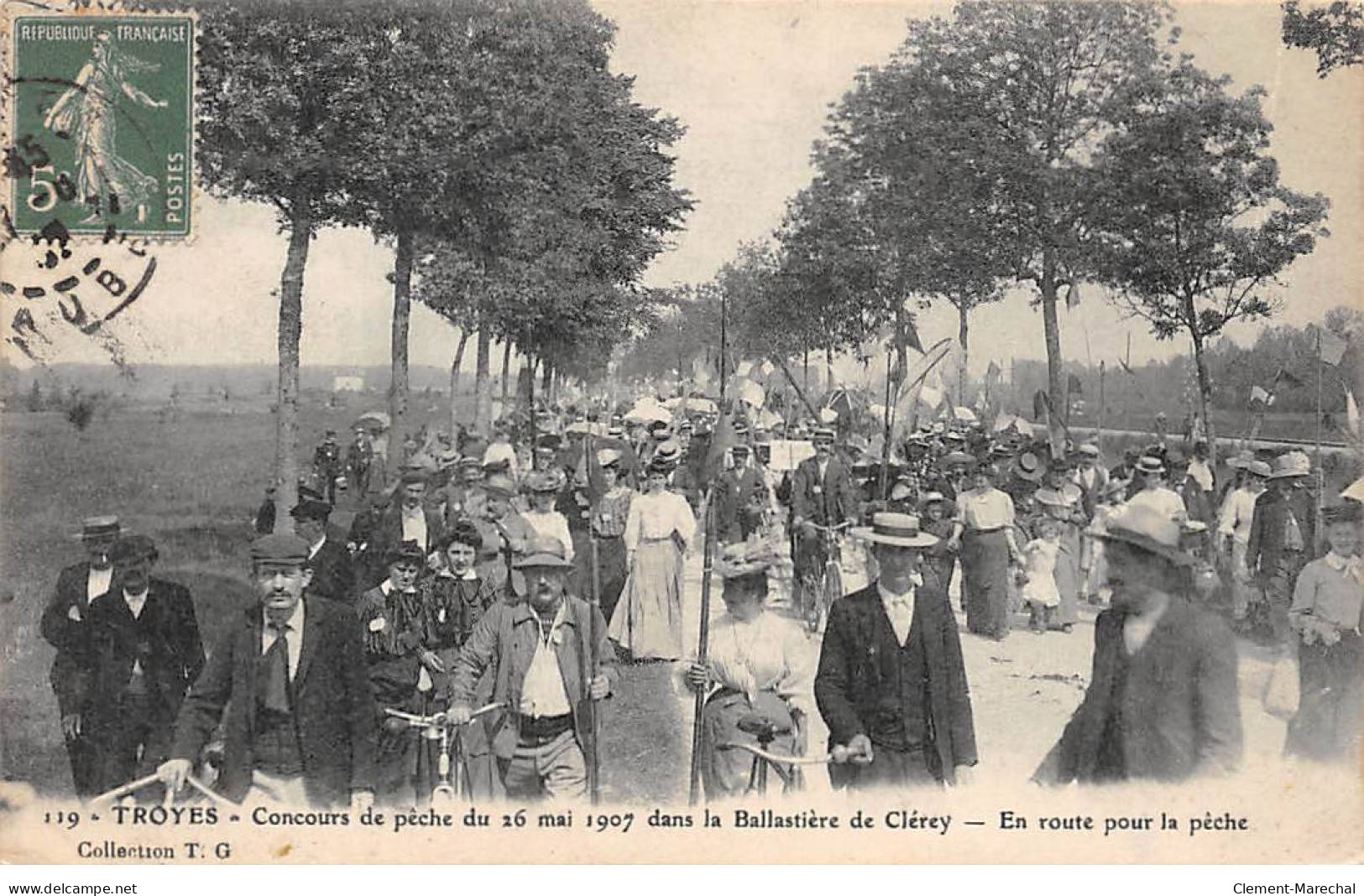 TROYES - Concours De Pêche Du 26 Mai 1907 Dans La Ballastière De Clérey - En Route Pour La Pêche - Très Bon état - Troyes