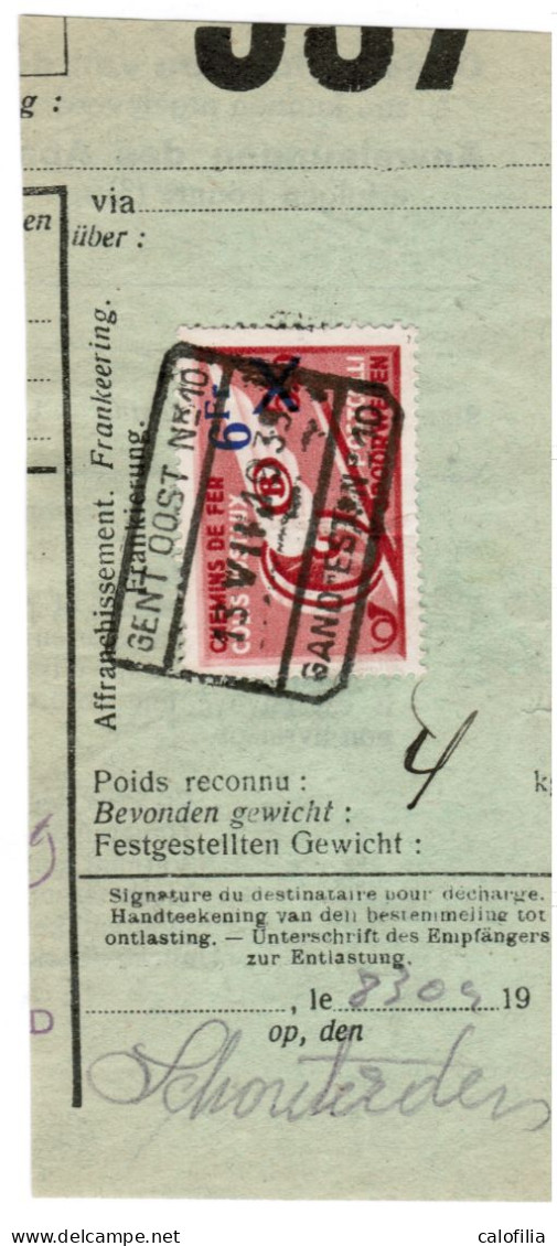 Fragment Bulletin D'expedition, Obliterations Centrale Nettes, GENT OOST 10 - Usados