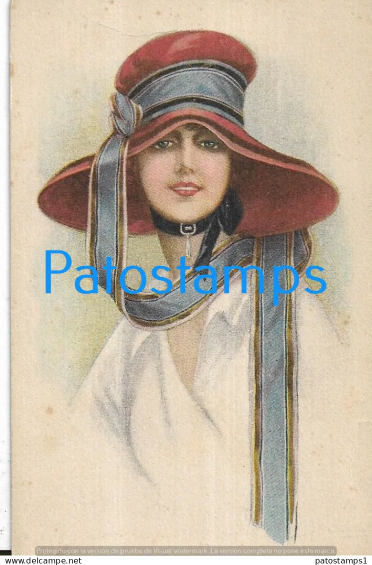 228592 ART ARTE WOMAN WITH A HAT POSTAL POSTCARD - Ohne Zuordnung