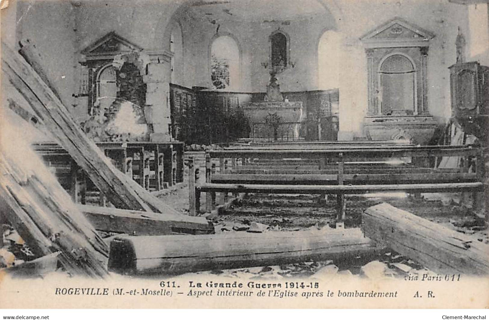 La Grande Guerre 1914 - ROGEVILLE - Aspect Intérieur De L'Eglise Après Le Bombardement - Très Bon état - Autres & Non Classés