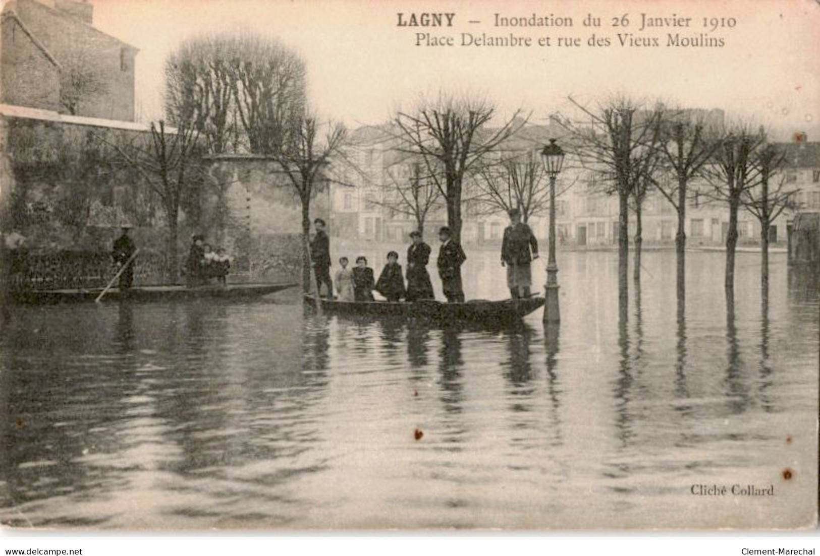 LAGNY: Inondation Du 26 Janvier 1910 Place Delambre Et Rue Des Vieux Moulins - Très Bon état - Lagny Sur Marne