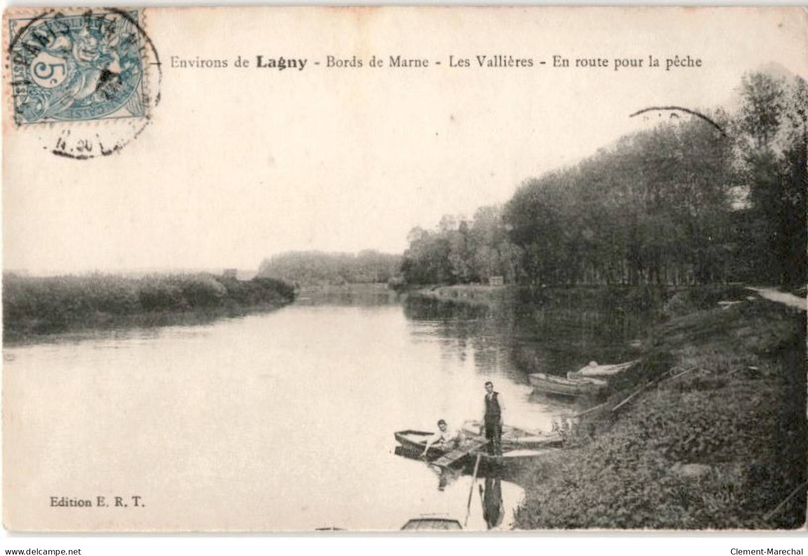 LAGNY: Bords De Marne, Les Vallières, En Route Pour La Pêche - Très Bon état - Lagny Sur Marne