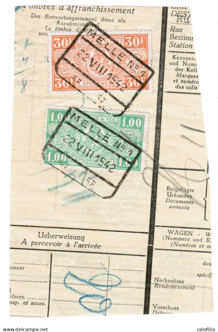 Fragment Bulletin D'expedition, Obliterations Centrale Nettes, MELLE 1 - Usados